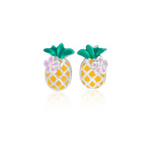 Load image into Gallery viewer, Sterling Silver Coloured Pineapple Stud Earrings