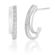 Load image into Gallery viewer, Sterling Silver 0.09 Carat Diamond Stud Earrings with 20 Brilliant Cut Diamonds