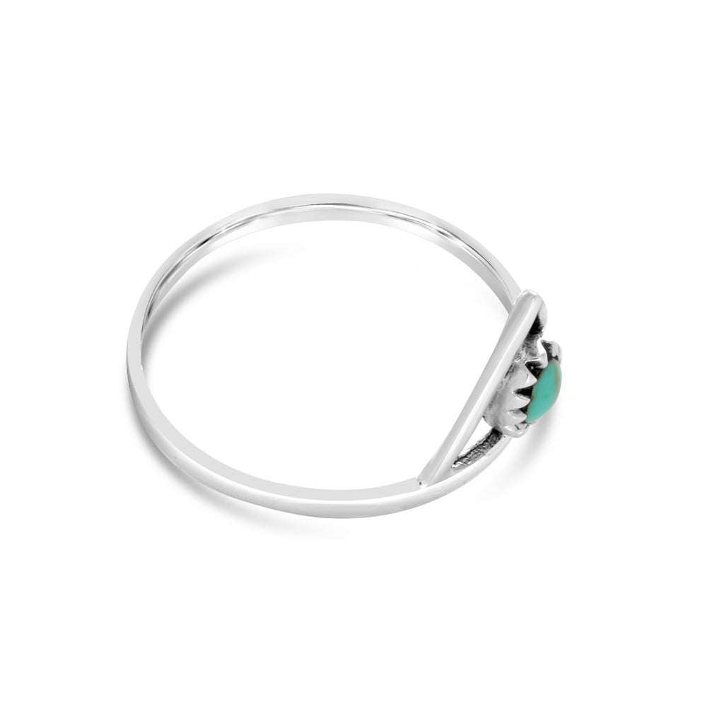 Sterling Silver Created Turquoise Oval and Triangle Ring