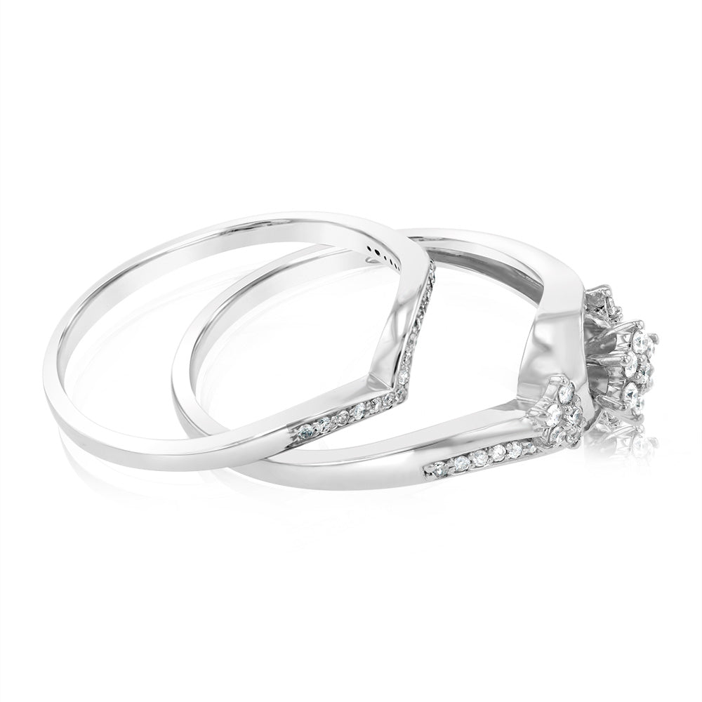 Sterling Silver 1/3 Carat Diamond Bridal Set Dress Ring