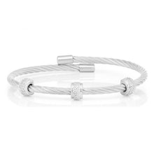 Load image into Gallery viewer, Sterling Silver 08 Points Diamond 3mm Cable Bangle