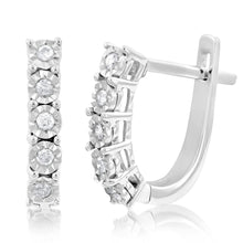 Load image into Gallery viewer, Sterling Silver 10 Diamond Hoop Earrings