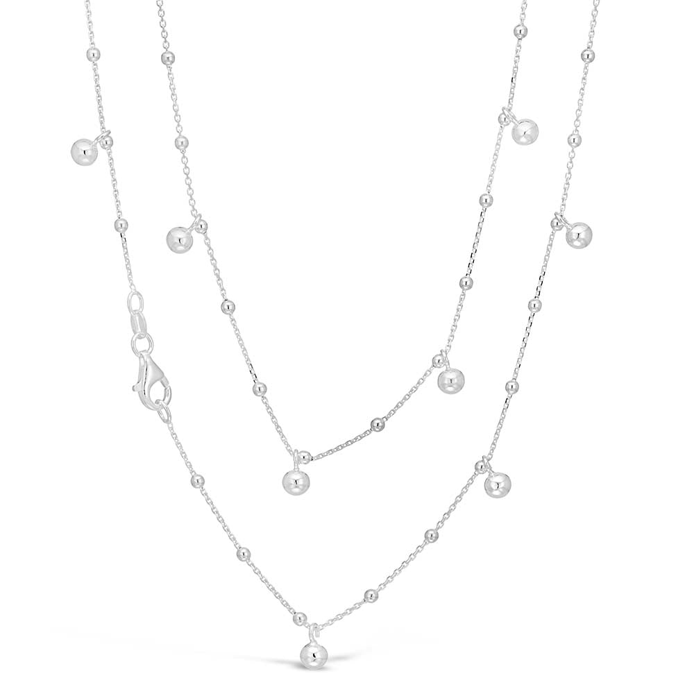 Sterling Silver 60cm Multi Charm Drop Fancy Necklet