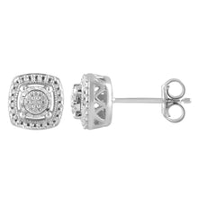 Load image into Gallery viewer, Sterling Silver 5 Points Diamond Stud Earrings with 14 Brilliant Cut Diamonds