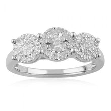 Load image into Gallery viewer, Sterling Silver Diamond Trilogy Ring with 57 Brilliant Cut Diamonds &quot;2.5 Carat Look&quot;