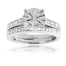 Load image into Gallery viewer, Sterling Silver 1/3 Carat Diamond Bridal Ring Set