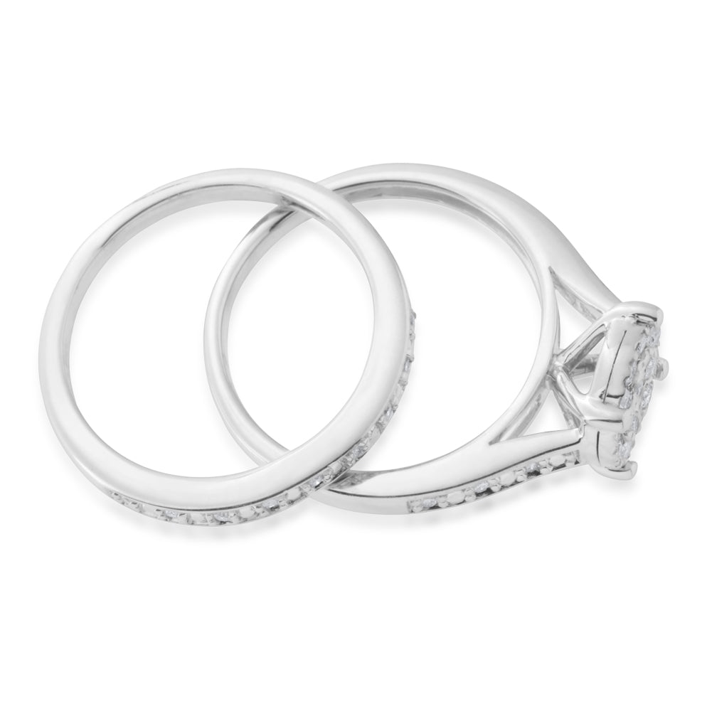 Sterling Silver 1/3 Carat Diamond Bridal Ring Set