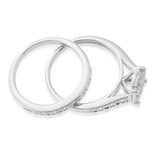 Load image into Gallery viewer, Sterling Silver 1/3 Carat Diamond Bridal Ring Set