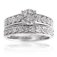 Load image into Gallery viewer, 1/2 Carat Diamond 2-Ring Bridal Set in Sterling Silver