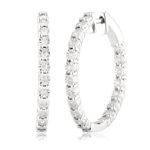 Load image into Gallery viewer, 1/2 Carat Diamond Hoop Earrings in Sterling Silver