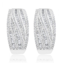 Load image into Gallery viewer, Sterling Silver 1 Carat Diamond Hoop Earrings