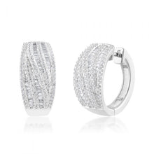 Load image into Gallery viewer, Sterling Silver 1 Carat Diamond Hoop Earrings