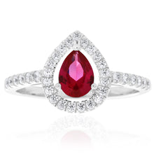 Load image into Gallery viewer, Sterling Silver Created Ruby and Zirconia Set Ring *Resize 1-2 Sizes Up*