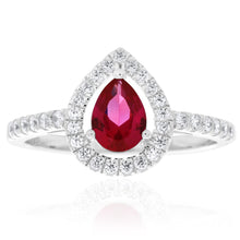 Load image into Gallery viewer, Sterling Silver Created Ruby and Zirconia Set Ring *Resize 1-2 Sizes Up*