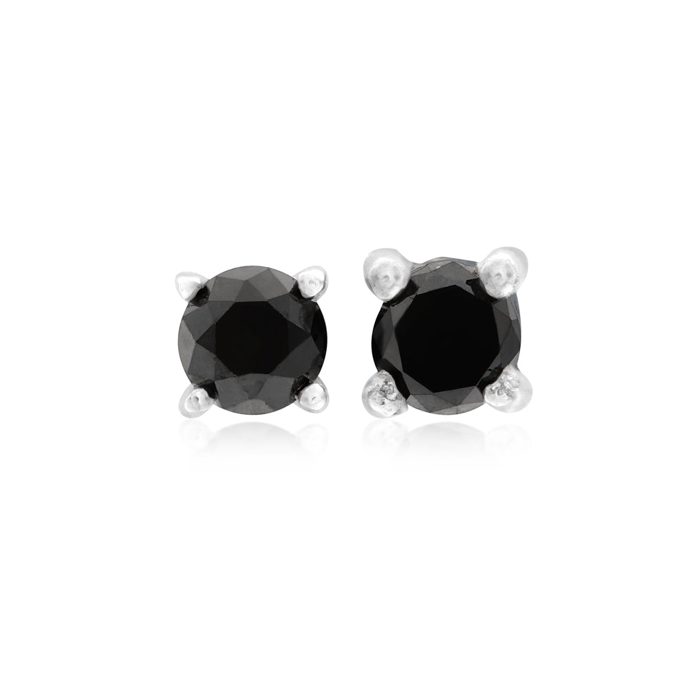 Sterling Silver 1/3 Carat Black Diamond Stud Earrings