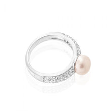 Load image into Gallery viewer, Sterling Silver Freshwater Pearl Cubic Zirconia Ring  *No Resize*