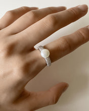 Load image into Gallery viewer, Sterling Silver Freshwater Pearl Cubic Zirconia Ring  *No Resize*