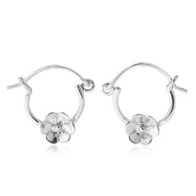 Load image into Gallery viewer, Sterling Silver Flower on Hoop Earrings