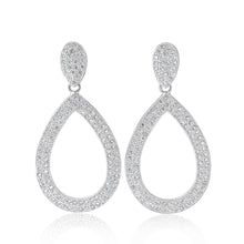 Load image into Gallery viewer, Sterling Silver 1x Diamond and Zirconia Stud Drop Double Row Earrings