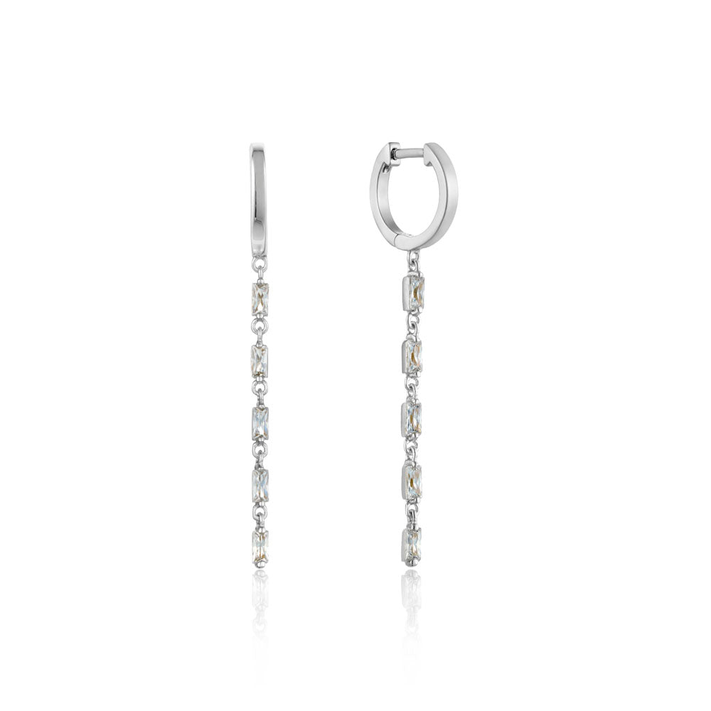 Ania Haie Sterling Silver Glow Getter Drop Huggie Hoops Earrings