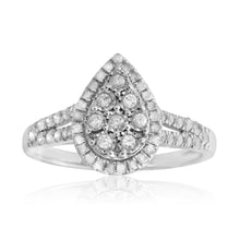 Load image into Gallery viewer, Silver 1/2 Carat Cluster Dress Ring with 55 Brilliant Diamonds