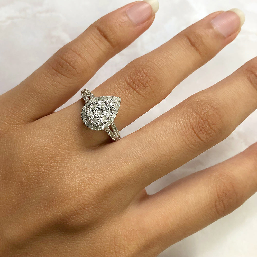 Silver 1/2 Carat Cluster Dress Ring with 55 Brilliant Diamonds