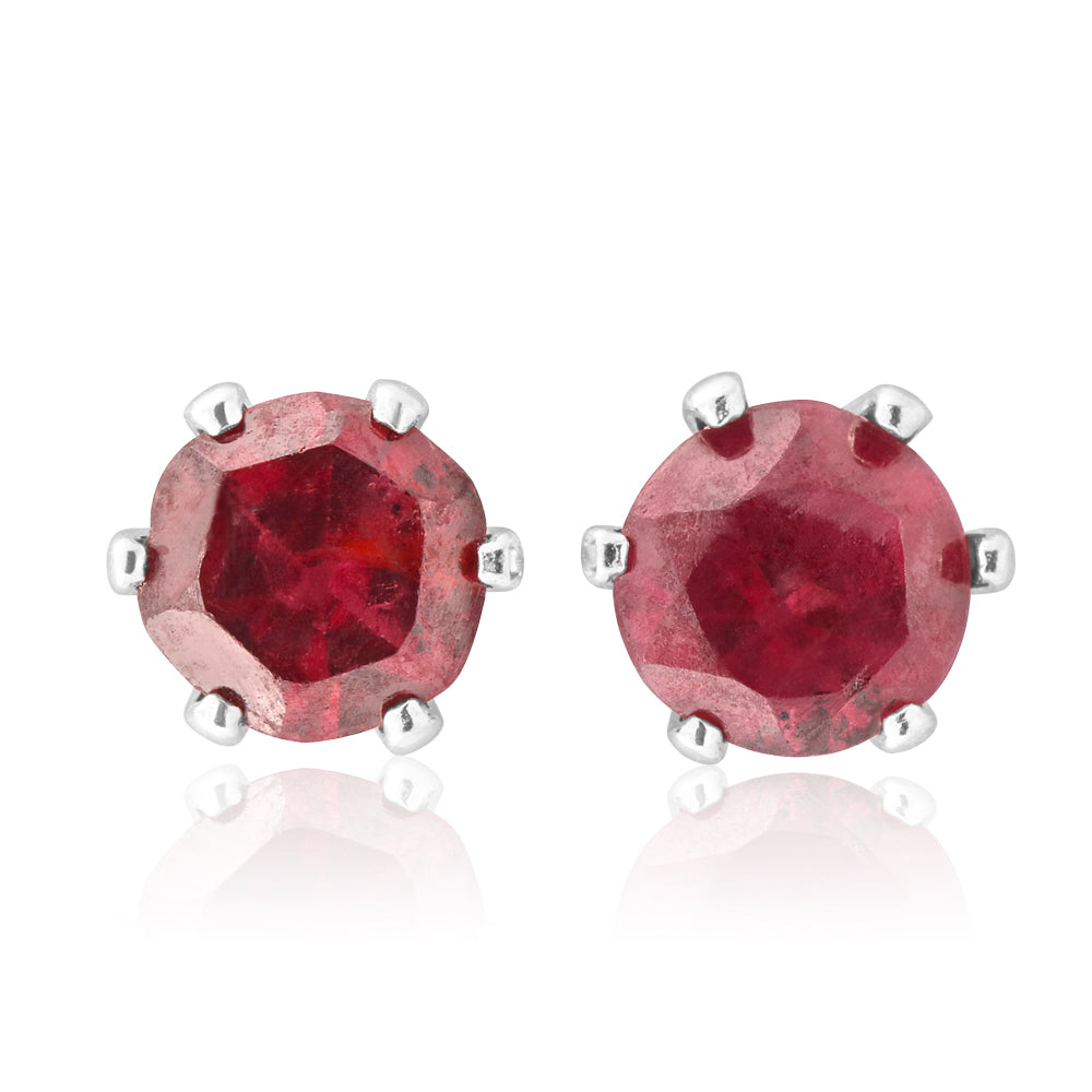 Sterling Silver Garnet 4mm Stud Earrings