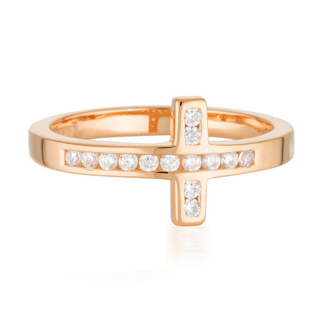 Georgini Rose Gold Plated Sterling Slver Zirconia Wrap Cross Ring