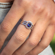 Load image into Gallery viewer, Sterling Silver Created Blue Sapphire and Created White Sapphire 3 Ring Set