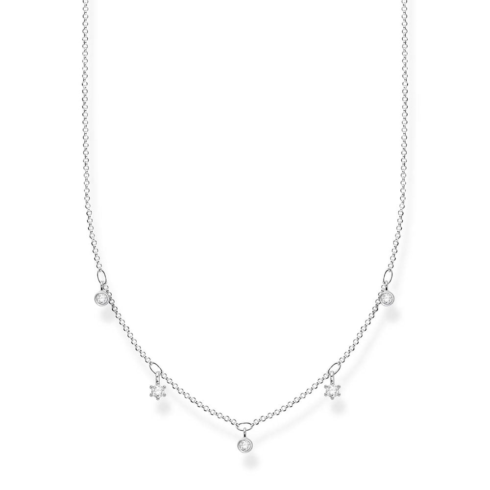 Sterling Silver Thomas Sabo Charm Club Zirconia Necklace 40-45cm