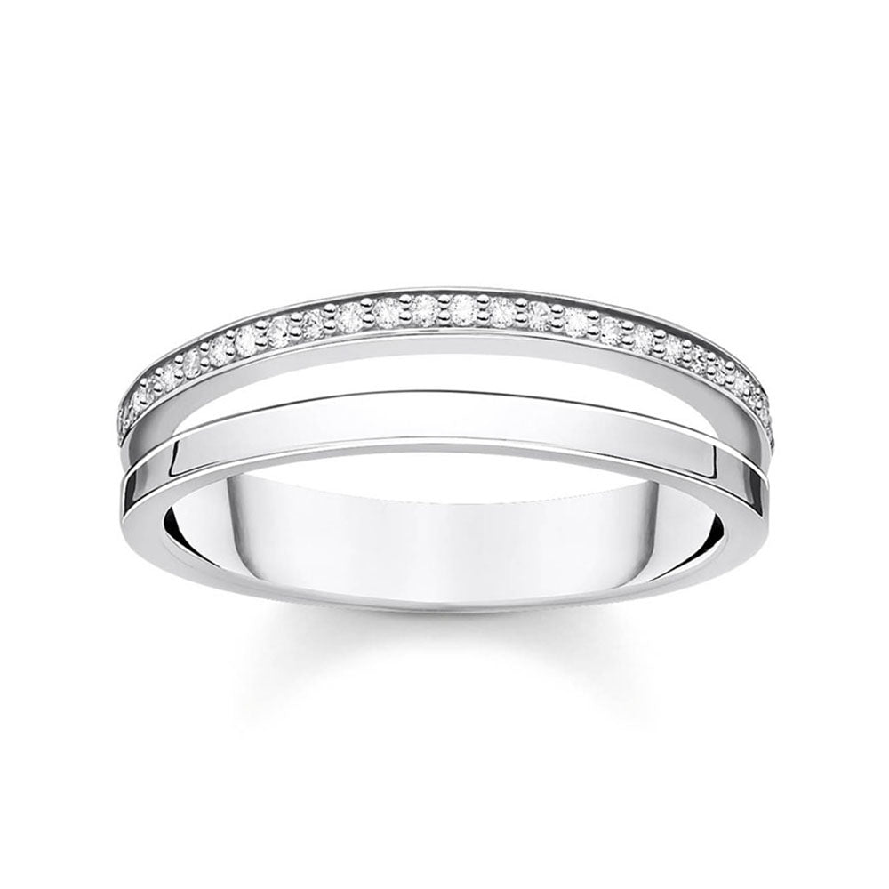 Sterling Silver Thomas Sabo Charm Club Zirconia Double Band Ring