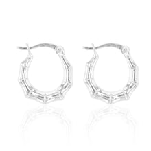 Load image into Gallery viewer, Sterling Silver 8.5mm Bamboo Hoop Earrings