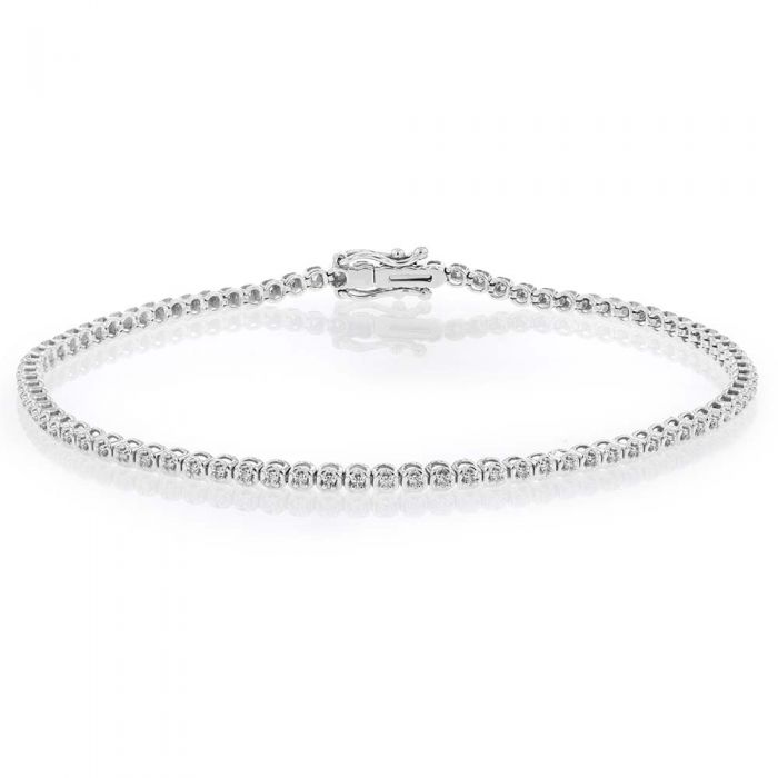 1/4 Carat Luminesce Lab Grown Diamond Silver Tennis Bracelet Length 17.5cm