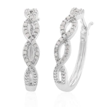 Load image into Gallery viewer, Sterling Silver Diamond Twist Hoop Earrings