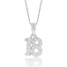 Load image into Gallery viewer, Sterling Silver Cubic Zirconia 8.5mm Number &quot;18&quot; Pendant