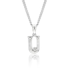 Load image into Gallery viewer, Silver Pendant Initial U set with Diamond