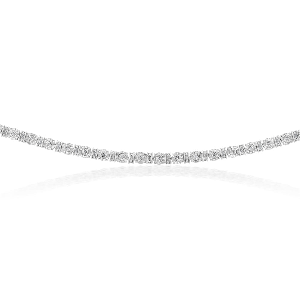 Sterling Silver 1/4 Carat Diamond Fancy 18cm Bracelet