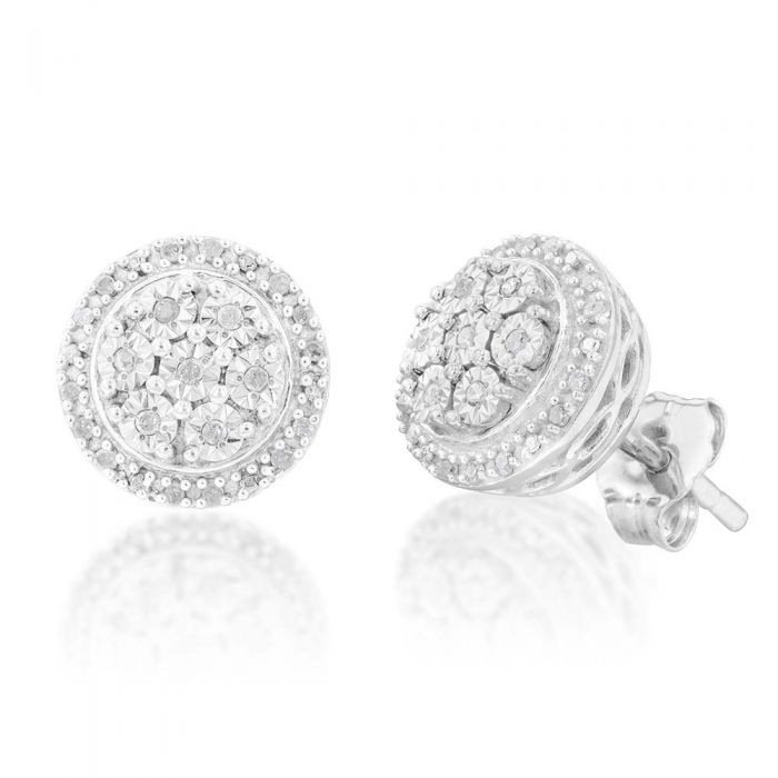 Silver 0.10 Carat Diamond Studs