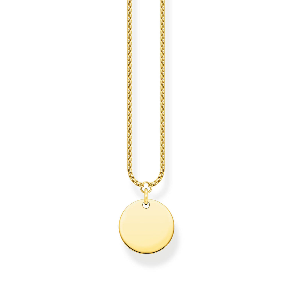 Thomas Sabo Engrav Yellow Gold Plated Sterling Silver Single Disc 40-45cm Chain