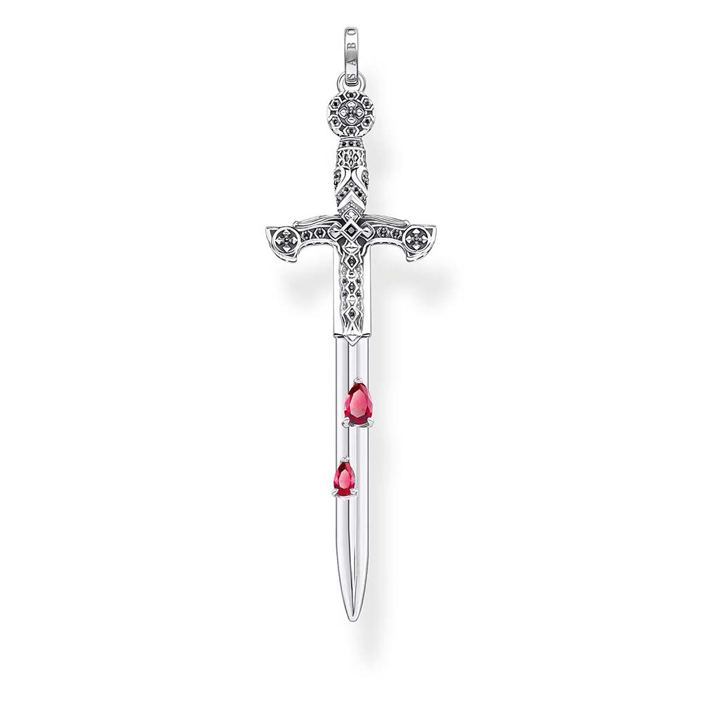 Thomas Sabo Kingdom Sterling Silver Red Droplets Sword Pendant