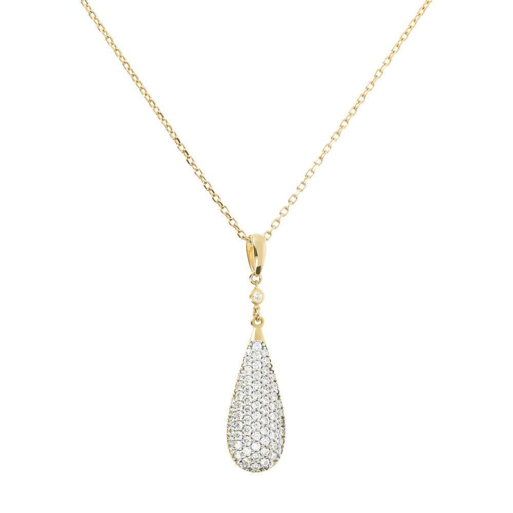 Bronzallure Gold Plated Sterling Silver CZ Tear Drop Pendant On 47cm Chain