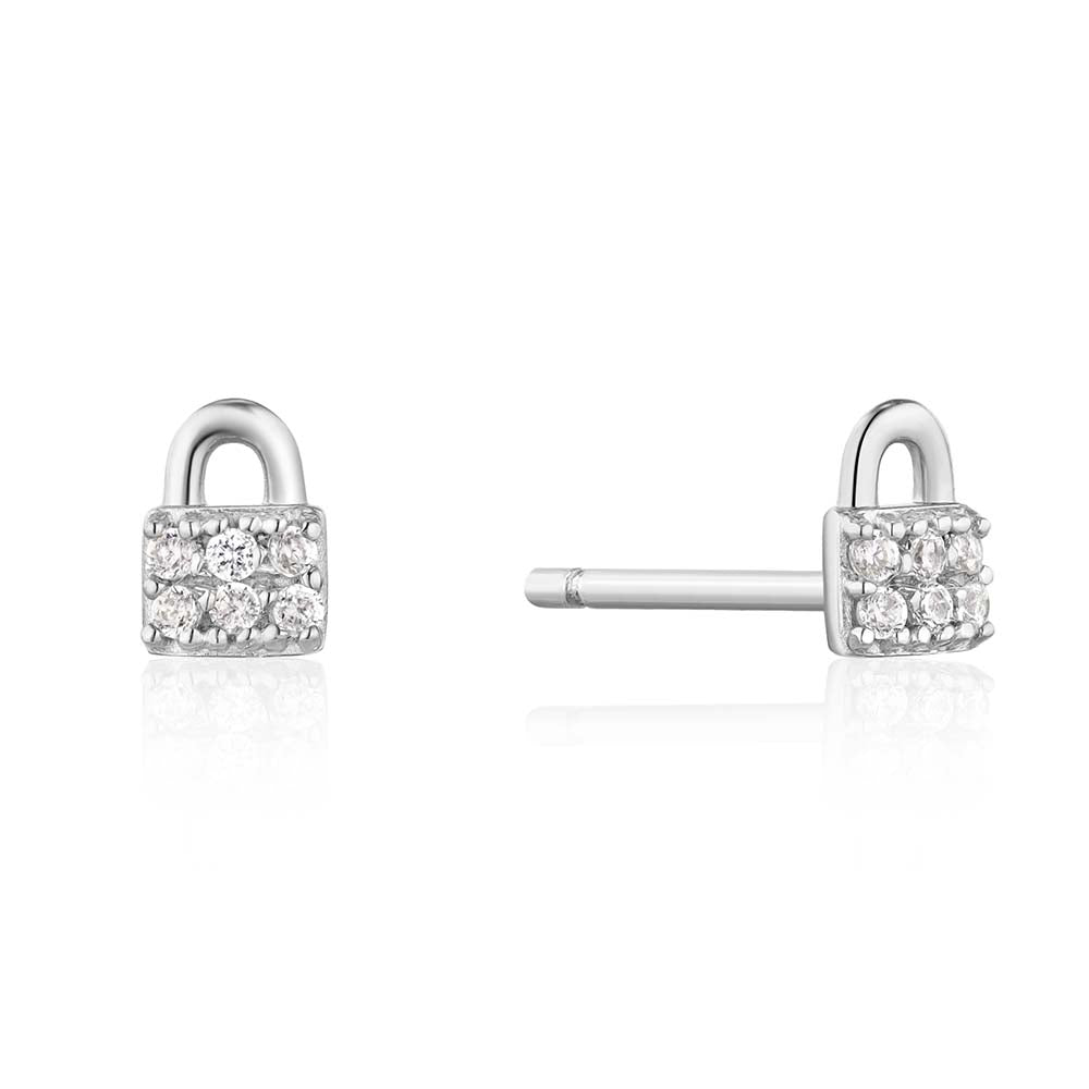 Ania Haie Sterling Silver Under Lock & Key Padlock Stud Earrings