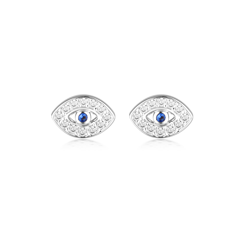 Georgini Rock Star Sterling Silver Blue Evil Eye Stud Earrings