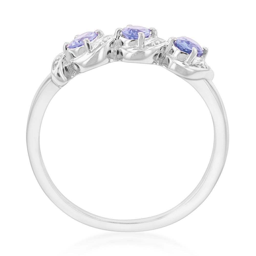 Sterling Silver 0.54ct Tanzanite Trilogy Ring