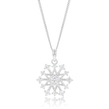 Load image into Gallery viewer, Sterling Silver Cubic Zirconia On Snowflake Pendant