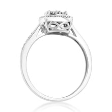 Load image into Gallery viewer, Silver 0.10 Carat Diamond Cushion Cluster Ring