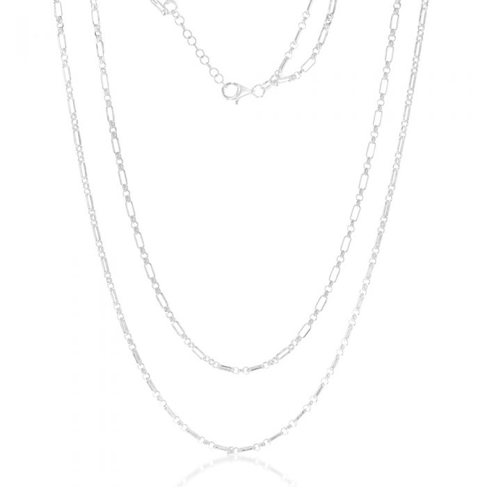 Sterling Silver Double Strand Figaro 45cm Chain