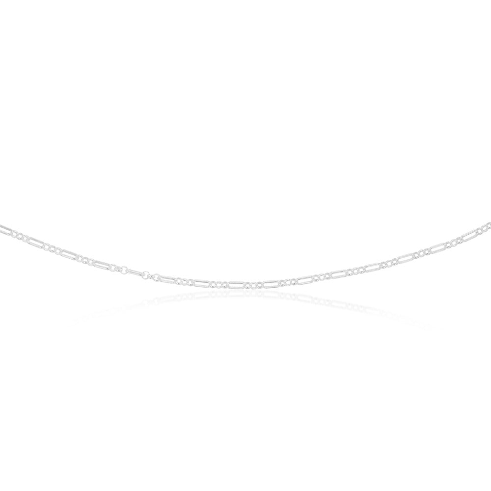 Sterling Silver Double Strand Figaro 45cm Chain