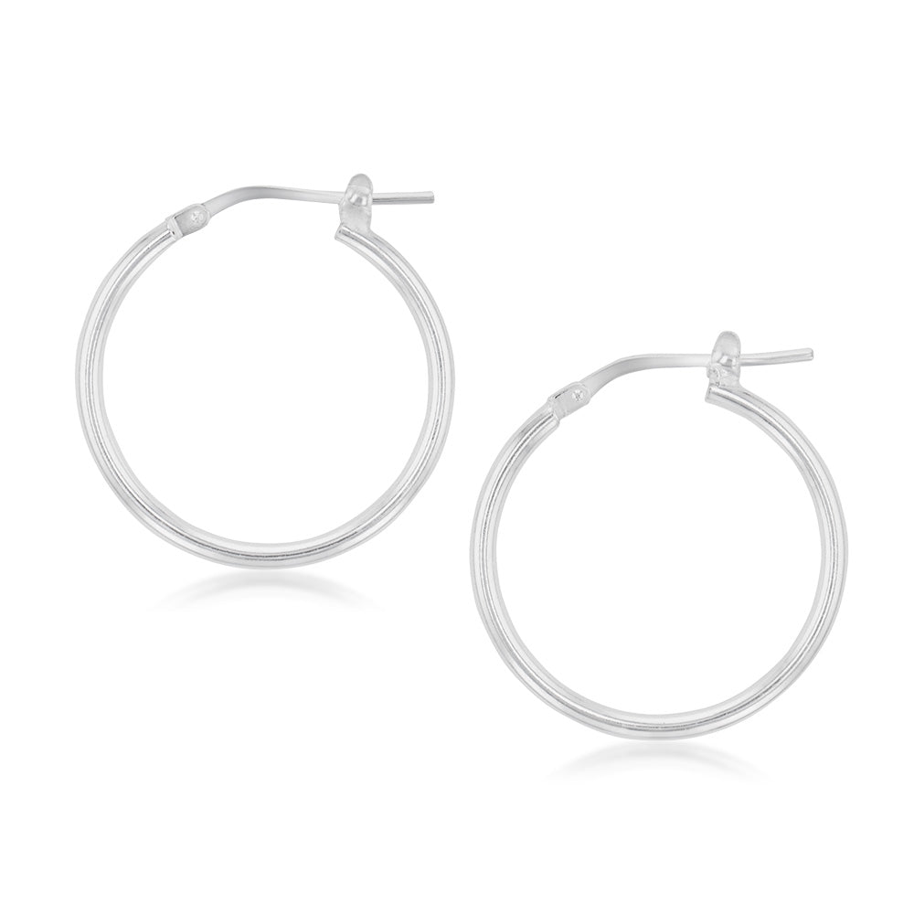 Sterling Silver Plain 20mm Hoop Earrings