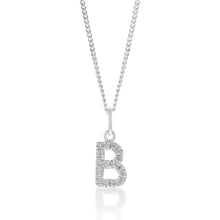 Load image into Gallery viewer, Sterling Silver Cubic Zirconia Initial &quot;B&quot; Pendant